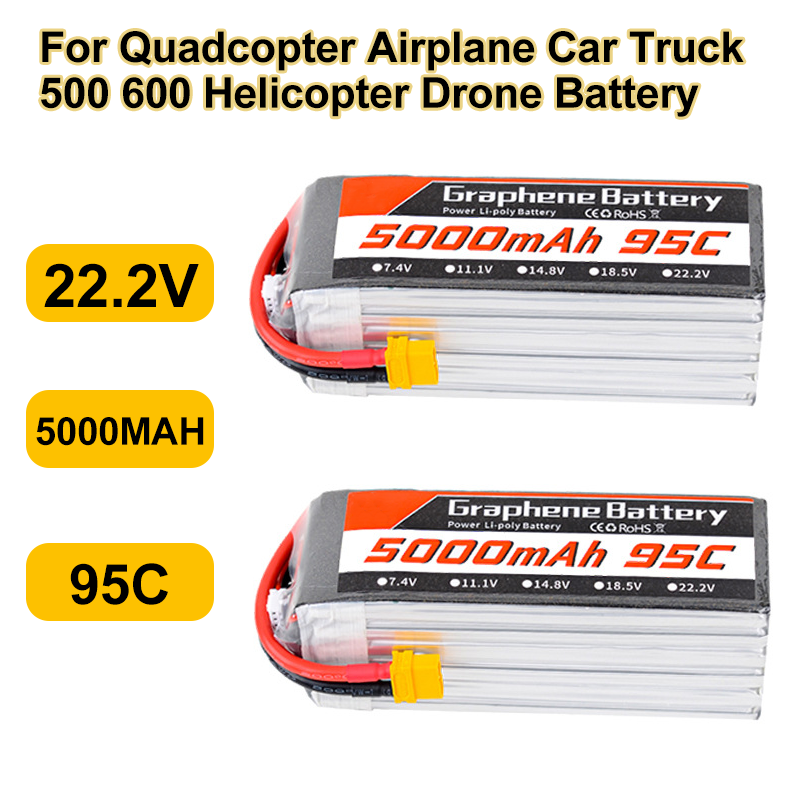 6S Lipo Battery 22.2V 5000Mah - 95C 22,2V 6S 5000mAh Lipo-batterij met